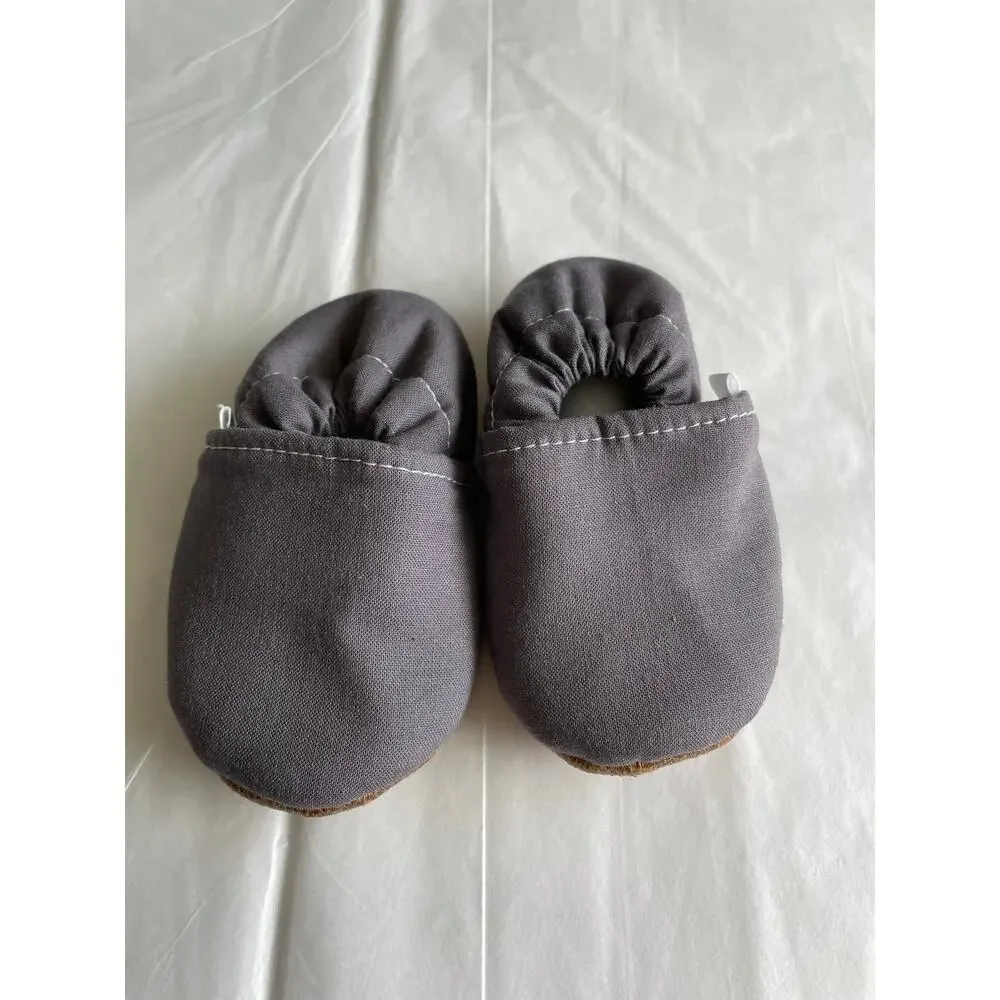 TBMS gray, slip on moccasins solid padded warm cozy soft Size 9-12.